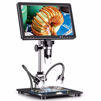 Écran IPS HD 10,1 pouces DM9 Max DM12 pour microscope numérique avec 10 lumières LED, compatible PC/TV