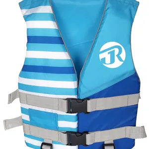 KIDS LIFE JACKET WITH STRIP IN BLUE COLOR SUITABLE FOR AGED 5-10 YEARS HIGH BUOYANCY EPE FOAM INNER AND OXFORD CLOTH SHELL