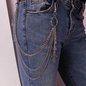yueli Harajuku Style <b>Cross</b> Pendant Waist Chain Double Layered Unisex Hip Hop Fashion Body Chain Tibetan <b>Silver</b> Daily Wear - Product Image 3