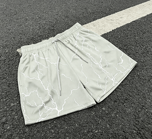 Shorts d'été en maille respirante 100 % polyester, taille mi-haute, tricotés, imprimés par sublimation, avec élastique personnalisé style vintage et entrejambe de 5 pouces - Product Image 1