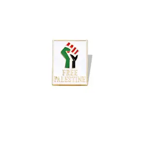 YANGLE Custom Logo Free Palestine Pin Badge Brooch Wholesale Palestine Flag Pin Map Design Enamel Pin Badge for Clothes and Hat