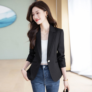 Women's Blazer Beige Solid Color Polyester Anti-Wrinkle Professional Formal Wear - Product Image 2
