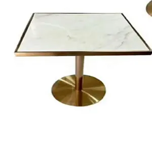 Best Quality Traditional Antique Square Shaped Brass Table with Stone Top for Living Room manufacturer factory india