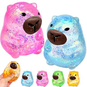 High Quality TPR Maltose Capybara Glitter Aurora <b>Squishy</b> Slow Rebound Promotional Gift Decompression Toys for Kids and Adults - Product Image 1