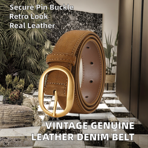 Ceinture de taille vintage pour femme en cuir véritable et daim, avec boucle ardillon en alliage, style denim, sur mesure, haute qualité - Product Image 2