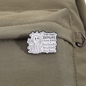 Je ne suis pas d'humeur j'ai de l'anxiété émail broche mignon fantôme santé mentale broche revers Badge bijoux cadeau pour amis en vrac - Product Image 3