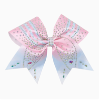 Noeuds de pom-pom girl rose néon personnalisés avec strass Porte-nœuds porte-sac à dos Organisateur et accessoires d'arc de cheveux en paracorde