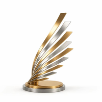 Versilberte Metallskulptur mit Geschnitzter Säule und Goldrillen-Design Personalisierte Musik-Auszeichnung für Bürodekoration Geschenk