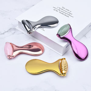 Strumento dimagrante per la cura della pelle del <span class=keywords><strong>viso</strong></span> manico In Guasha In lega di zinco Set di rulli In <span class=keywords><strong>pietra</strong></span> di giada rullo facciale Anti-età Gua Sha 2 In 1 massaggiatore - Product Image 1