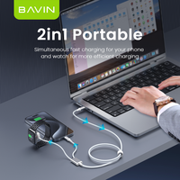 BAVIN CB339 PVC 2 en 1 2,5 W tipo C USB C cargador inalámbrico reloj inteligente cable uSB con cable de carga de teléfono móvil