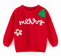 Suéter de Punto Cálido para Niñas, 100% Algodón, Bordado Personalizado con Nombre, Manga Larga, Otoño Invierno Navidad