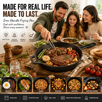 Poêle en fonte robuste avec une distribution uniforme de la chaleur pour la friture, la cuisson à la poêle, la cuisson au four, la grillade et la cuisine domestique