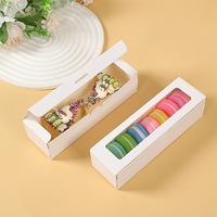 Boîtes à macarons recyclables en gros avec fenêtre transparente, en carton kraft, pour l'emballage de pâtisseries, de gâteaux, de macarons, de desserts et de biscuits