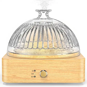 Thanh lịch 200ml hương liệu thủy tinh Máy phun sương 7 màu LED ánh sáng siêu âm tinh dầu khuếch tán gỗ tự nhiên cơ sở cho hộ gia đình - Product Image 1