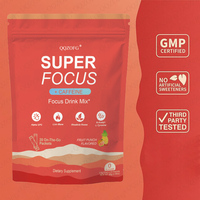 Mélange en poudre naturel SUPER FOCUS CAFFEINE pour boisson stimulante, soutient la fonction cognitive et l'immunité, à base de champignon Crinière de lion en gros