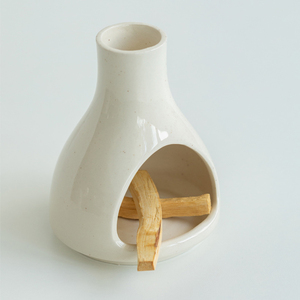 Tùy chỉnh phong cách Bắc Âu bóng trắng gốm ống khói dầu Burner handmade hương liệu khuếch tán cho Yoga thiền thư giãn - Product Image 1