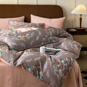 100% Baumwolle Bettwäsche-Sets Kunden spezifische Designs Bettlaken-Set Home Use Tröster-Set Druck Bettlaken Blatt Typ Tencel 4 Pcs Modern - Product Image 3