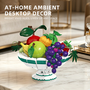 Juego de Bloques de Construcción de Bandeja de Frutas, Modelo de Manzana Simulada Realista, Decoración de Escritorio para el Hogar, Ensamblaje DIY - Product Image 6