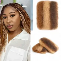 Meilleure vente QVR haute qualité brésilien Remy Afro crépus en vrac cheveux vierges bouclés ruban pour Dreadlocks tresses point culminant