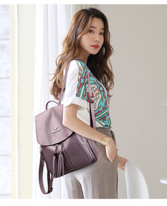 Casual <b>Backpack</b> School Bag for Girls Double Zipper Leisure Shoulder Bags Leather <b>Women's</b> <b>Backpack</b> - Product Image 2