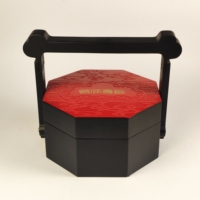Cesta de Presente Octogonal de Madeira Reciclável Feita à Mão com Gravação a Laser para o Festival do Barco Dragão Zongzi