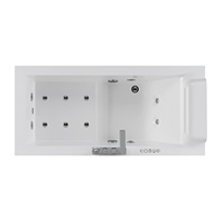 Baignoire balnéo autoportante rectangulaire moderne MJ7002 en acrylique avec jets de massage à LED, écologique, avec drain inclus pour villa