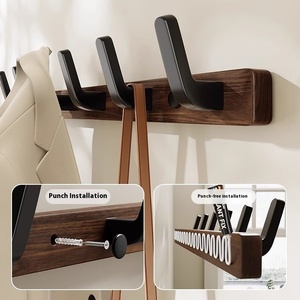 Crochet en <span class=keywords><strong>bois</strong></span> de noyer de haute qualité porte-manteau de couloir crochets solides non perforés pour hôtels et salons - Product Image 5