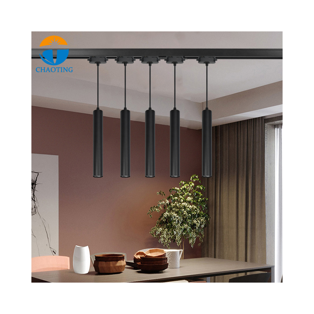 Nordic New Chandeliers Pendent Lights Modern Light Long Tube Aluminum Black Hanging Kitchen Light Linear LED Pendant GU10 Lamp