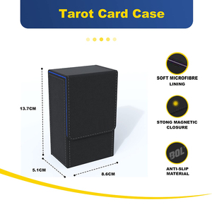 Caja de Cartas del Tarot con Cierre Magnético Interior Azul Premium, Estuche para Cartas del Tarot Negro, Compatible con Cartas del Tarot Estándar y Mazo de Cartas - Product Image 2
