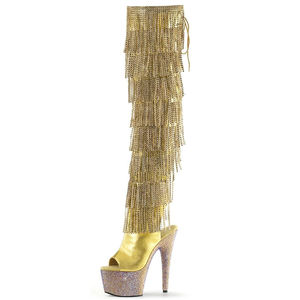 フリンジゴシックエキゾチックダンサーブーツオーバーザニーブーツ17cmサマークリスタルダイヤモンドラインストーンタッセル7インチエキゾチックダンスフェチ - Product Image 4