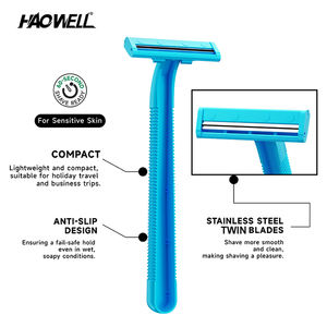 China Ningbo 2 Twin Blade Razor Desechable <span class=keywords><strong>Afeitadora</strong></span> de afeitar económica para hombre con Mango antideslizante Hoja de acero inoxidable 24PCs Tarjeta de suspensión - Product Image 3