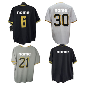 Maillot de baseball brodé sur mesure, directement de l'usine # 30 uniformes d'équipe en polyester noir et or pour hommes et jeunes, vente en gros, OEM, haute qualité - Product Image 1