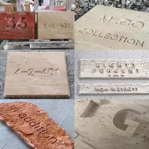 ป้ายตกแต่งหิน Travertine หินสัญลักษณ์ประตูร้านป้ายแกะสลักรูปตัวอักษรแผงหินแกะสลักงานฝีมือแบบพิเศษ - Product Image 6