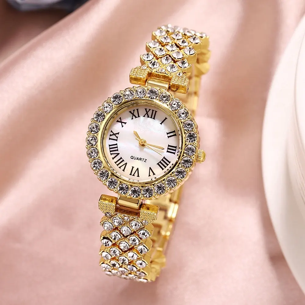 HOT Luxury Women Rose Gold Watch Fashion Ladies Quartz Diamond Wristwatch Elegant Female Bracelet Watches Set Reloj Mujer
