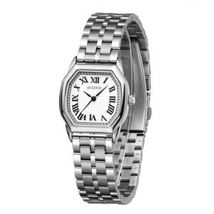 Montre à quartz pour femme en acier inoxydable poli de luxe avec boîtier octogonal pour les occasions formelles et décontractées - Product Image 2