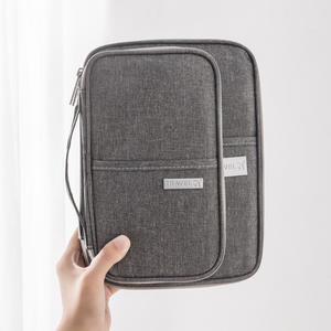 Estuche para pasaporte de viaje, soporte para documentos de tela Oxford de 7 pulgadas, tarjetero, bolsa todo en uno para viajes y almacenamiento en el hogar - Product Image 1