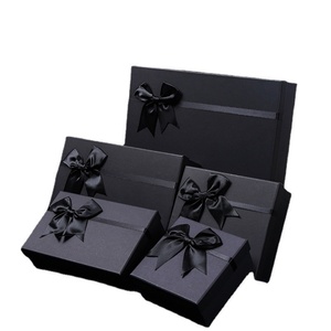 Black High-End <b>Large</b> Capacity Scarf <b>Gift</b> Souvenir Rigid <b>Box</b> Bowknot Top Bottom Cover Recycled Materials Stamping Printing Stock - Product Image 1