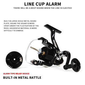 Carrete giratorio de alta velocidad, sistema de engranaje de latón 1BB, mango plegable, acabado negro brillante, fundición gruesa, 5,2: 1,: 1 - Product Image 4