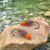 Mouche nymphale à tête de perle lestée # 8 hameçons à ardillons en acier au carbone, leurres à mouche pour la pêche en eau douce pour la truite et la perche