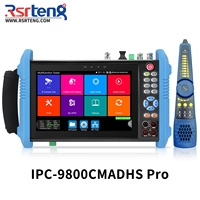 Rsrteng IPC-9800CMADHS Pro, Probador de Cámaras CCTV, Monitor 8K POE++, TVI, CVI, AHD, DMM, SFP, Herramientas de Red WiFi