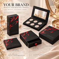 Boîte de palette de beauté professionnelle en carton rigide avec miroir, six compartiments, emballage cosmétique pour maquillage