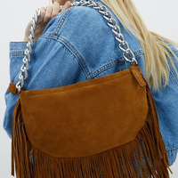 Cadeaux d'hiver pour femmes en gros sac à main solide avec chaîne en argent pour femmes sacs à main sac à bandoulière en daim à longues franges