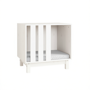 Casa para Perros de Madera de Pino Sólido Blanca, Mueble para Mascotas de Interior Mediano, Diseño Rectangular Resistente - Product Image 1