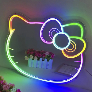 LEDパネル　ネオン　キティちゃん　ハローキティ　ライト　LED　照明　ミラー Amazon.co.jp: アニメ ハローキット ミラー ネオンサイン 調光