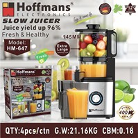 400W Grote Capaciteit Slow Juicer HM-647 Industriële Koude Pers Extractor 96% Opbrengst Voedselverwerkingsmachine voor B-End Groothandel