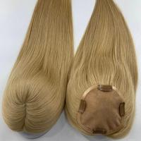 En gros Topper capillaire en cheveux humains vierges européens, base en soie, 100% cuticules alignées, raie libre, lisse, base mono, pour femmes à cheveux clairsemés