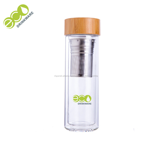 Nuevo Producto para 2018 de doble pared con aislamiento transparente de vidrio de borosilicato termo con <span class=keywords><strong>la</strong></span> tapa de Bambú - Product Image 4
