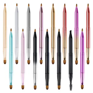 Single head Pointed or Flat lip brush and Double head lip or concealer brush Portable Aluminum handle Colorful series Spot sale