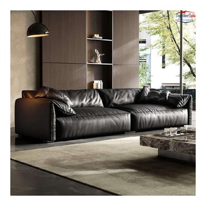 Sofá Seccional Negro Estilo Italiano, Diseño de Cojines Afelpados, Estructura de Madera Resistente, Estética Moderna y Minimalista para Espacios Habitables - Product Image 2