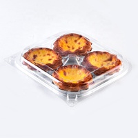 Conteneurs jetables transparents en PET pour desserts et pâtisseries, boîtes d'emballage pour 4, 6 ou 9 tartes aux œufs, vente en gros